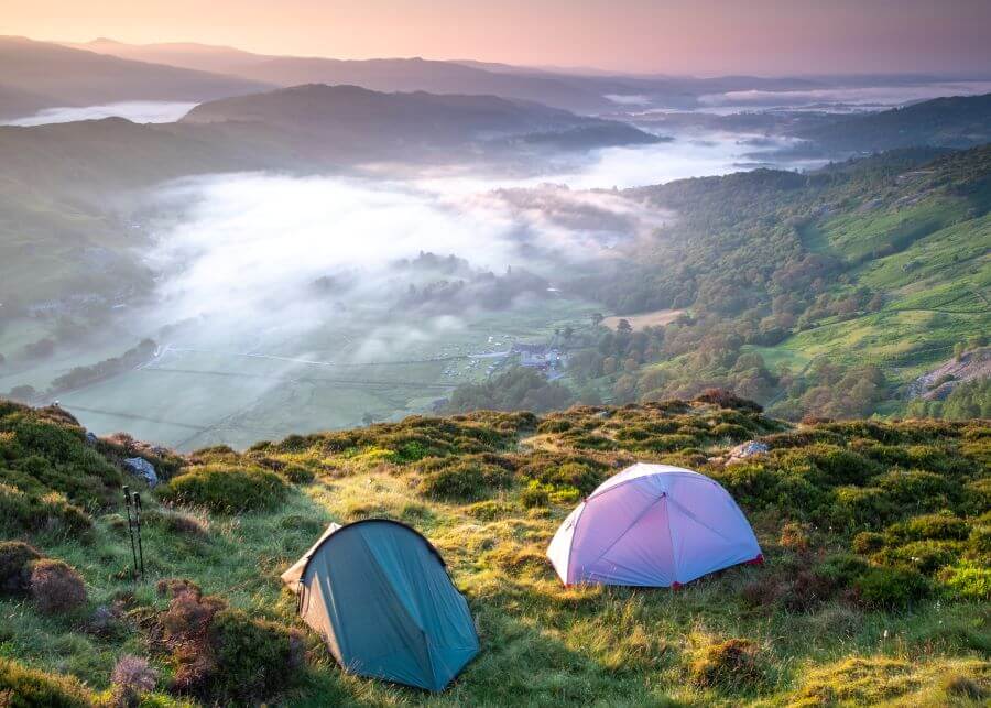 wild camping in mountains