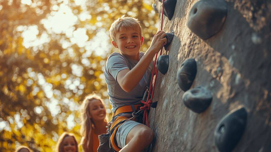 kids on climbing wall