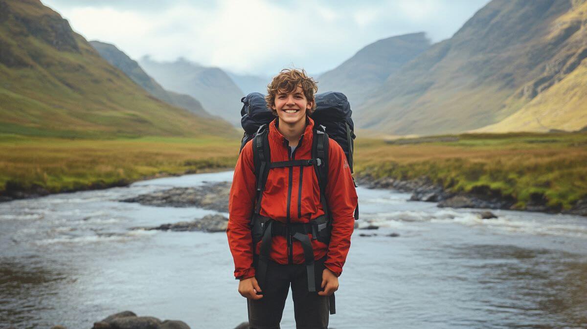 teenager on outdoor walking trip