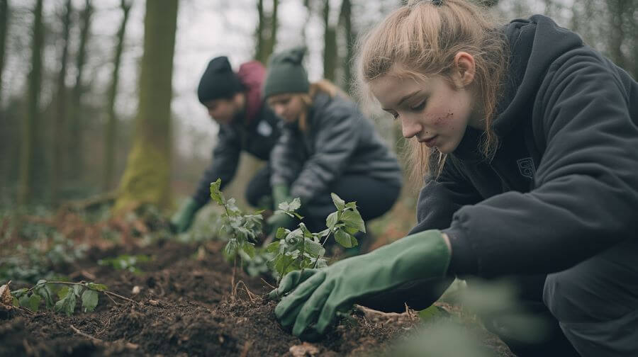 youths planting trees