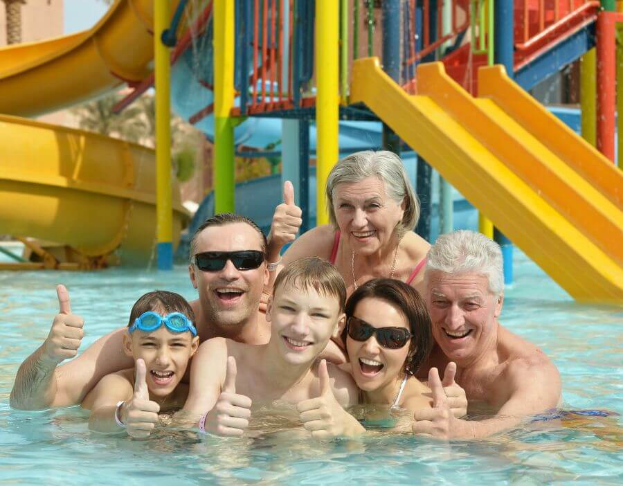 multigenerational family in swimpark